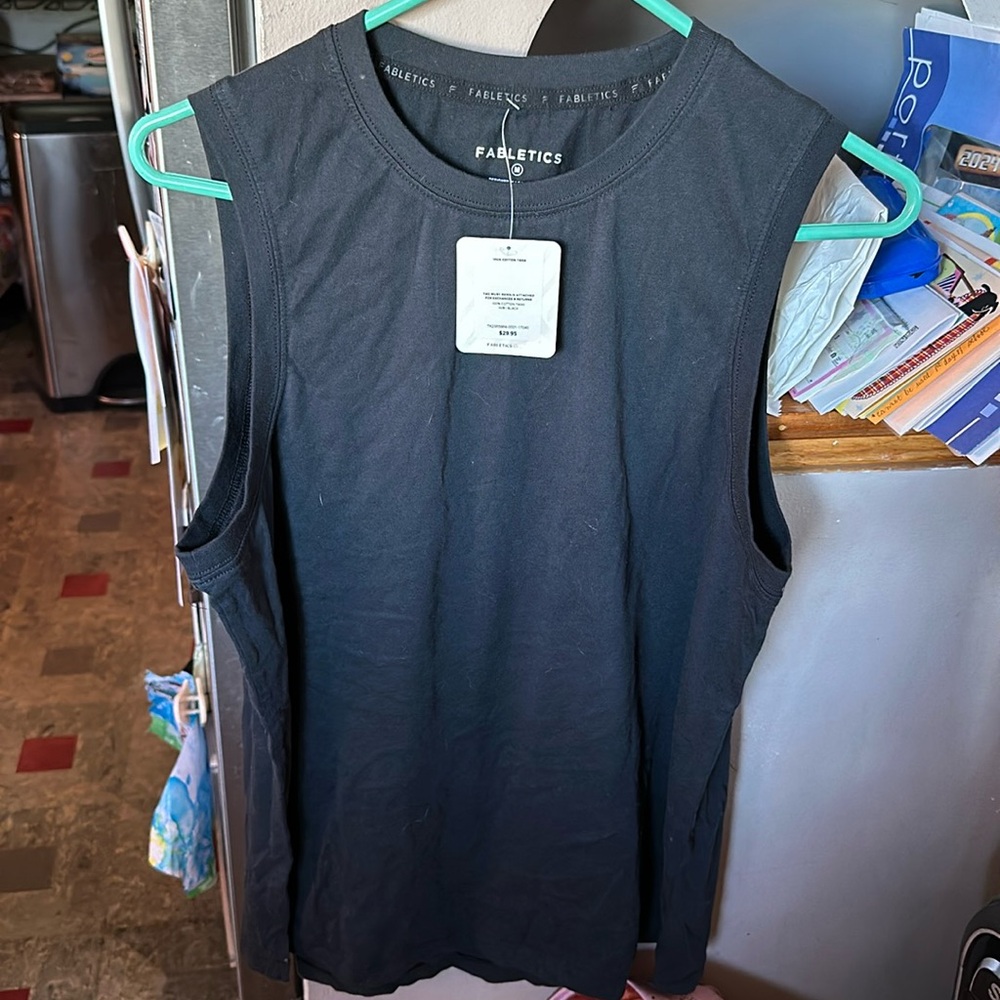 Fabletics 100% Cotton Tank Black Size Medium
